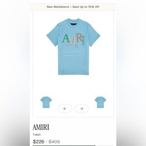 AMIRI Kids Light Blue Logo Tee, size 10